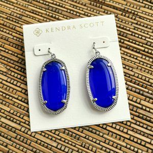 Kendra Scott Elle Silver Cobalt Cat's Eye Earrings